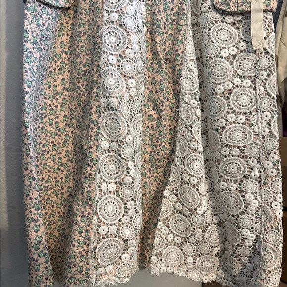 POL Floral and Lace Denim Maxi Skirt in Cream and Green NWOT Small - Picture 5 of 12